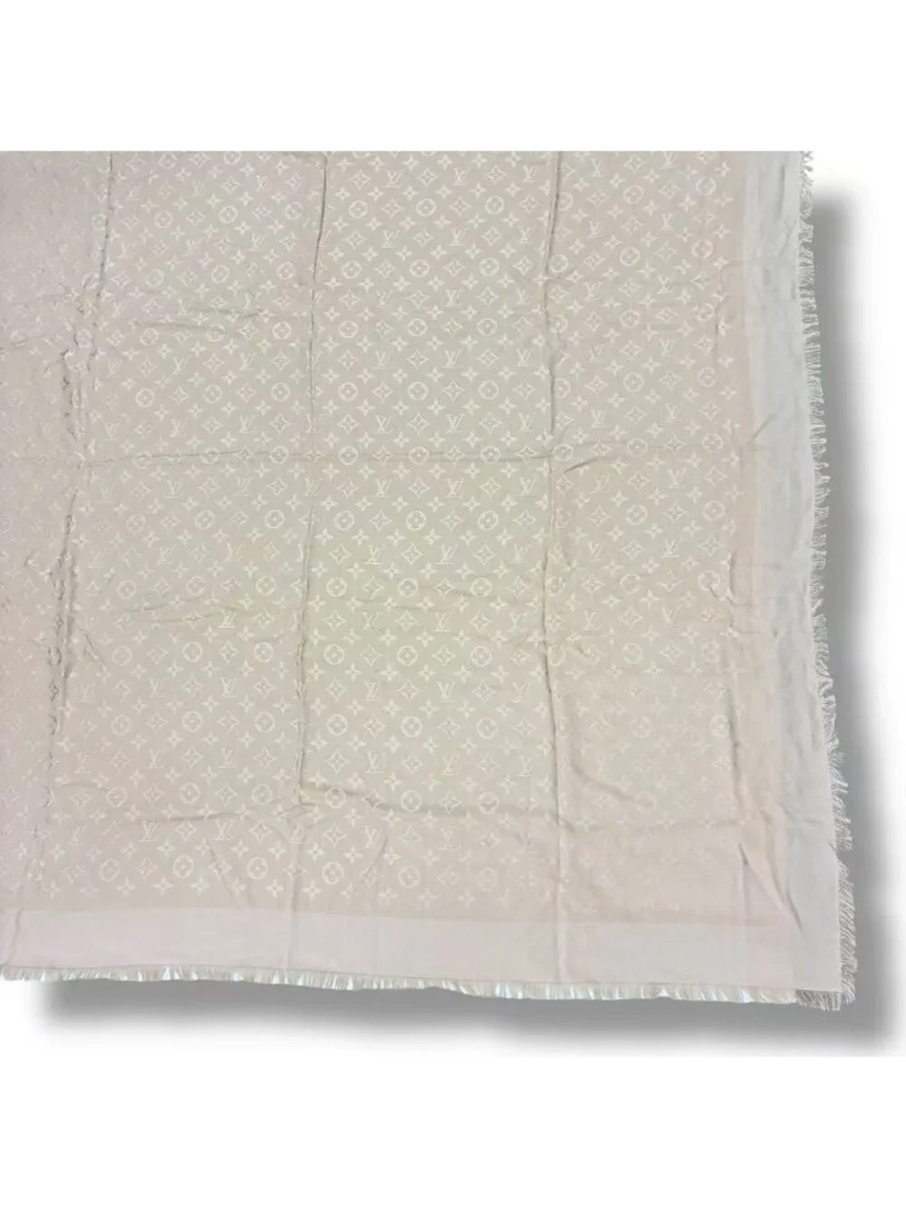 Louis Vuitton Silk Wool Scarf Monogram Beige